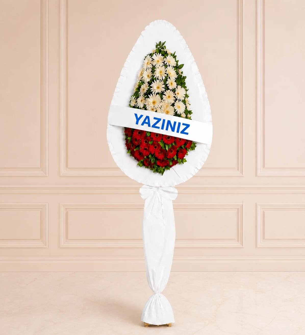Beyaz Kırmızı Tek Göbekli Açılış Çelengi